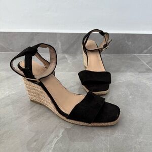 Women’s Charlotte Russe Open Toe Wedge Sandals Woven Heel Buckle Size 8